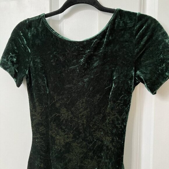 Vintage Jacob Mini Dress Womens S Green Crushed Velvet Low Back 90s Whimsygoth - Picture 7 of 10